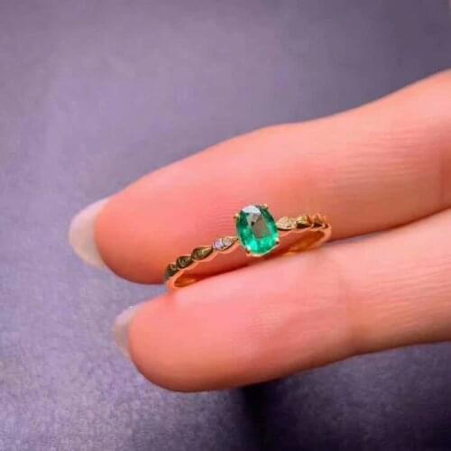 Shilovem 925 sterling silver real Natural Emerald Rings fine Jewelry gift women trendy new wholesale gift 4*5mm jcj0405888agml