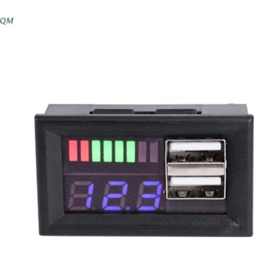Blue LED Digital Display Voltmeter Mini Voltage Meter Volt Tester Panel For DC 12V Motorcycles Vehicles USB 5V2A output 13MF