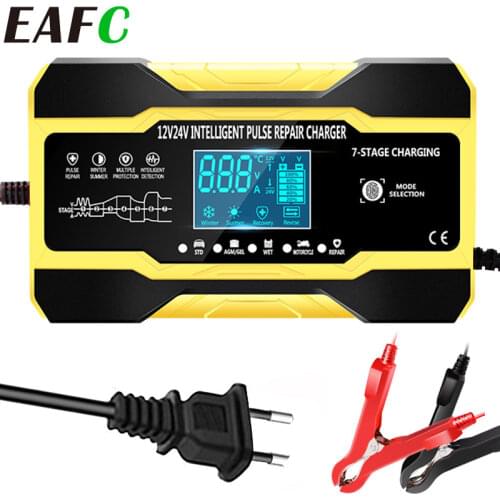 Car Battery Charger Fully Automatic Car 12V 10A 24V 5A Smart Fast Charging for AGM GEL WET Lead Acid Battery Charger LCD Display