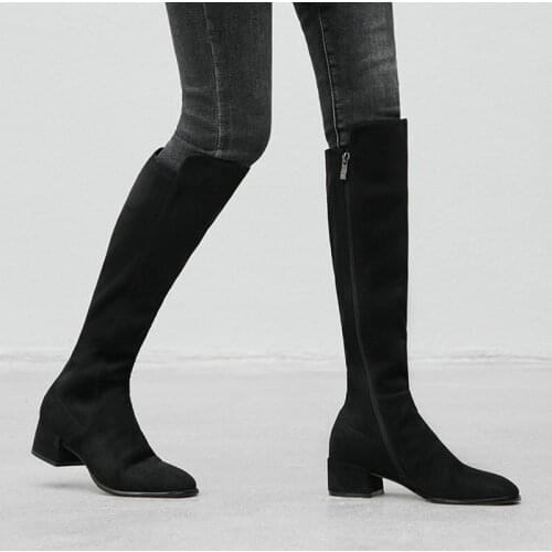 EshtonShero New Shoes Women Boots Black Over the Knee Boots Sexy Female Autumn Winter Woman Square High Heels Boots Size 3-8