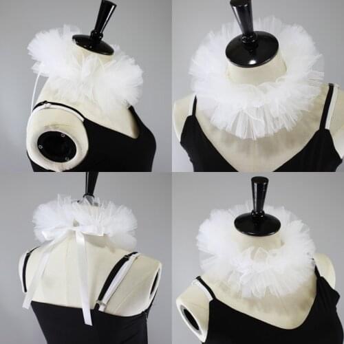 Women Tulle Fluffy Ruffled Fake Collar Layered Mesh Cosplay Costume Clown Choker X7YA