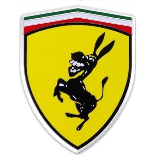 1pcs Aluminum Creative Funny Humor Spoof Kuso Prank Sticker for Ferrari Donkey Emblem Badge Metal Car Styling Sticker Decal
