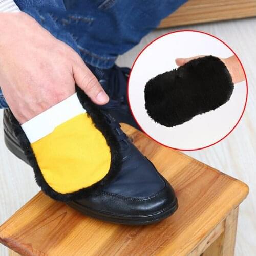 1PC Fake Wool Clean Shoe Care Brush Fake Wool Plush Shoe Gloves Wipe Handbag Mitt Suede Shoes Cleaner Random Color 50gA