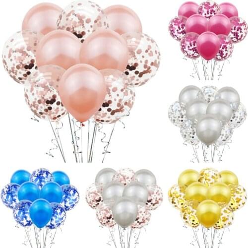 10pcs Rose Gold Confetti Balloon Set Mixed Color Latex Balloon Wedding Party Decoration Birthday Balloons 12inch