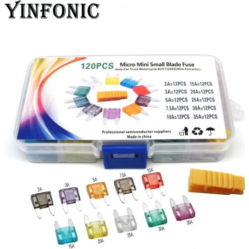 10values x12 Micro Mini Small Blade Fuse Auto Car Truck Motorcycle SUV fuse 2A 3A 5A 7.5A 10A 15A 20A 25A 30A 35A with Extractor