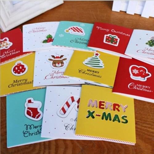 12Pcs Mini Merry Christmas Card Small Holiday Greeting Cards Christmas New Year Postcard Xmas Party Gift Card Navidad Noel 2022