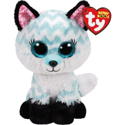 15CM Ty Beanie Atlas Glittery Blue Eyes And Long Eyelashes Fox Cute Soft Plush Animal Doll Toy Decor Kids Birthday Gift