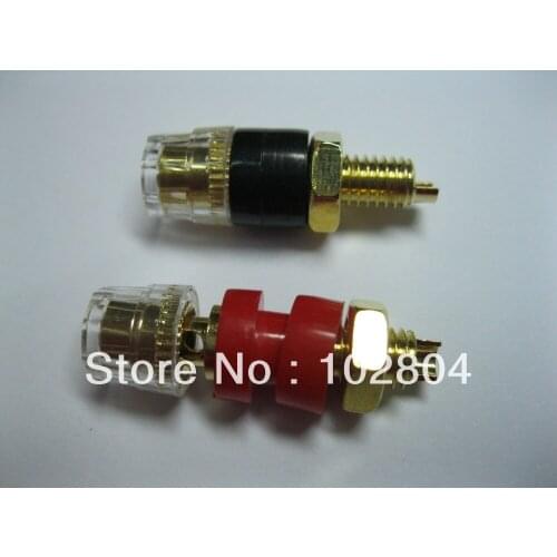 2 Pcs Audio Speaker Cable Binding Post Connector Gold Plated Solder Type S 46mm 2 colors Red & Black HOT Sale HIGH Quality