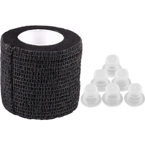 200 Plastic Small Tattoo Ink Cups Caps Holder Supplies With 2X5 Inch Yards Self Adherent Grip Wrap Cover Tattoo Handle