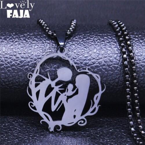 2021 Love Heart Stainless Steel Necklace for Women/Men Black Color Long Gothic Necklace Jewelry collares largos N4151S03