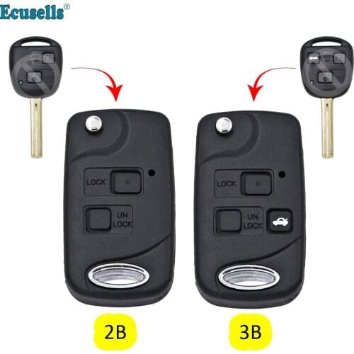 3 Buttons Modified Flip Remote Key Shell for Lexus RX300 LS400 LS430 ES330 SC430 IS300 LX470 RX330 RX350 GS300 TOY48 UNCUT