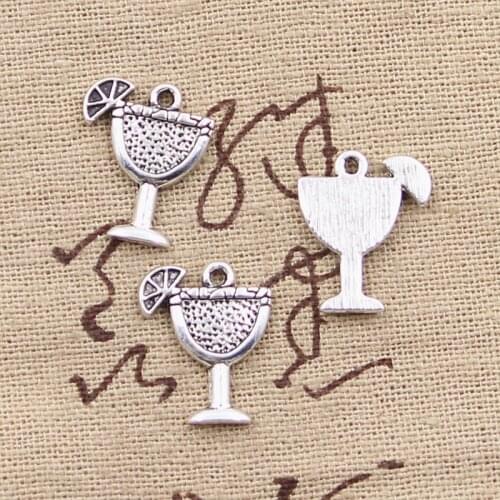 30pcs Charms Cold Drink Cup 17x14mm Antique Silver Color Plated Pendants Making DIY Handmade Tibetan Silver Color Jewelry