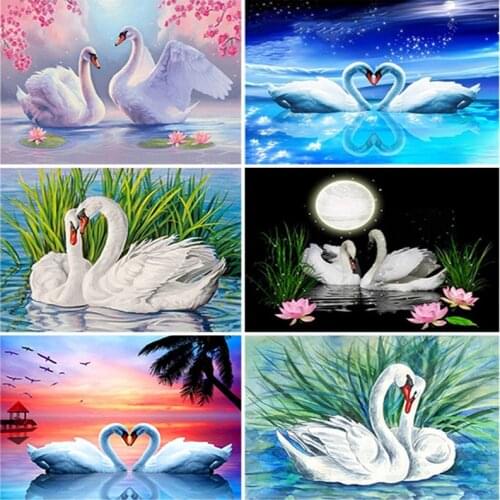 DIY Swan 5D Diamond Painting Full Square Drill Animal Diamond Embroidery Cross Stitch Kits Wall Art Mosaic Resin Gift Room Decor