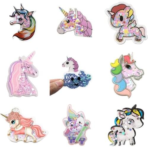 Unicorn Quicksand Sequins Flash Blinking Shakers Acrylic Planar Resin DIY Bow-knot Home Crafts Phone Case Decoration,1Yc17889