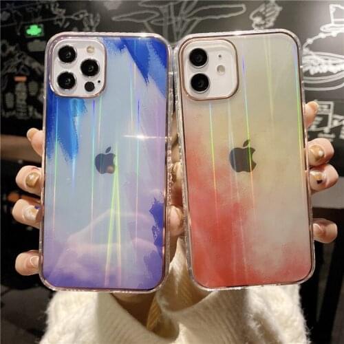 Watercolor Marble TPU Case for iPhone 11 Gradient Aurora Ink Painted Case for iPhone 12 Pro XR 7 8 Plus XS Max SE 2020 Shell