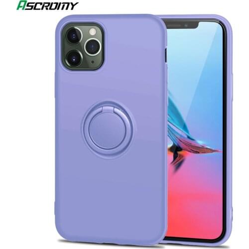Ring Case For iPhone 11 Pro Max X XS XR 7 6 6S 8 Plus SE 2 2020 Matte Silicone Luxury Phone Cover Shockproof Purple Accessories