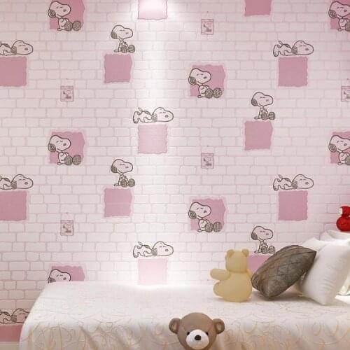 Boys and girls childrens room non-woven wall paper 3D cute cartoon pink Nordic blue bedroom wallpapers childrens playground