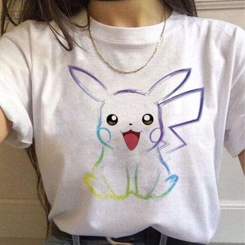 Harajuku Pokemon T Shirt Summer Plus Size Graphic T Shirts Child Anime Cartoons Print Pikachu Kawaii Clothes Tops Short Sleeve