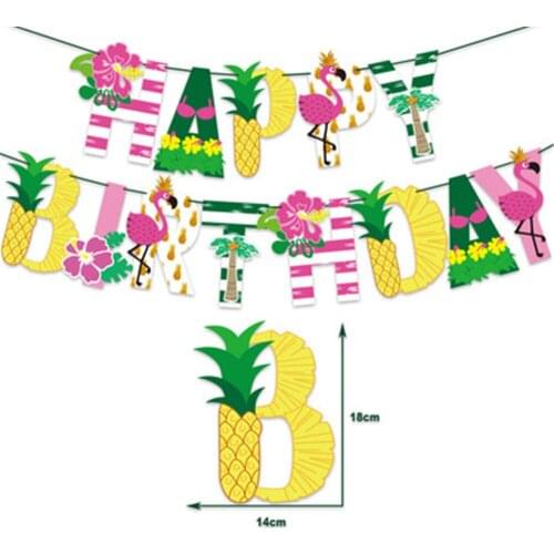 Hawaiian Tropical Birthday Party Paper Banners Beach Party Hanging Decoration Flamingo Wedding Decor Turtle Back Leaf Pineapple