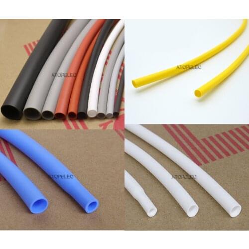 Flexible 1.7:1 Soft Silicone Heat Shrink Tubing Thick Wall 2500V 200℃ 1mm/2mm/3mm/4mm/5mm/6mm/8mm/10mm/12mm Diameter Blue/White