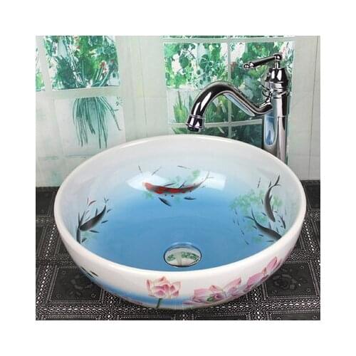 Bathroom Artistic Ceramic Vessel Sink Bowl Faucet & Pop-up Drain Combo AB229