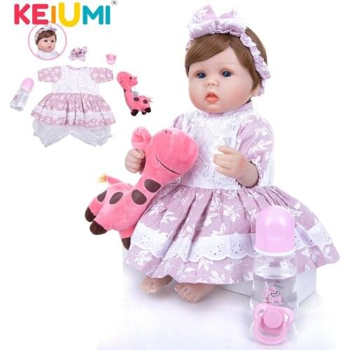 KEIUMI 42 cm Silicone Reborn Baby Doll Kids Playmates Gift For Girl DIY Toy Realistic 17 Inch Princess Reborn Baby Dolls Toys