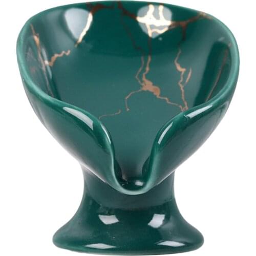 Ceramic Soap Box with Leaf Shape Water Guide Hole Dish Holder Bathroom Decoration