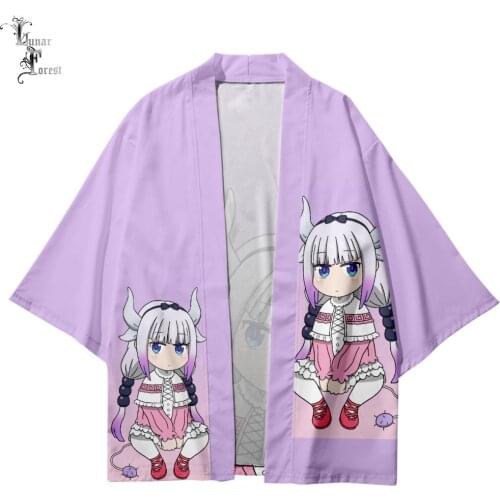 Kyoto Animation Miss Kobayashis Dragon Maid Kanna Printing Japanese Kimono Haori Yukata Cool Short Sleeve Streetwear