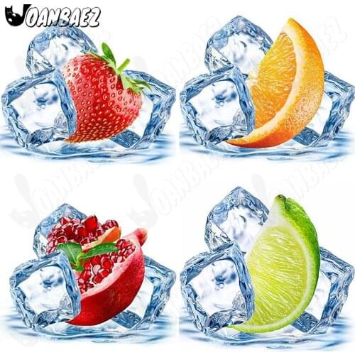Cool Fruit Diamond Painting Strawberry Lemon Ice Cube 5Ddiy Art Cross Stitch Sticker Diamond Painting Room Decoration Gift
