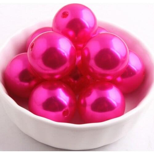 Kwoi vita Fashion Bright hotpink color 20mm Chunky 100pcs/lot acrylic Imitation Pearl beads for Chunky Beads Jewelry