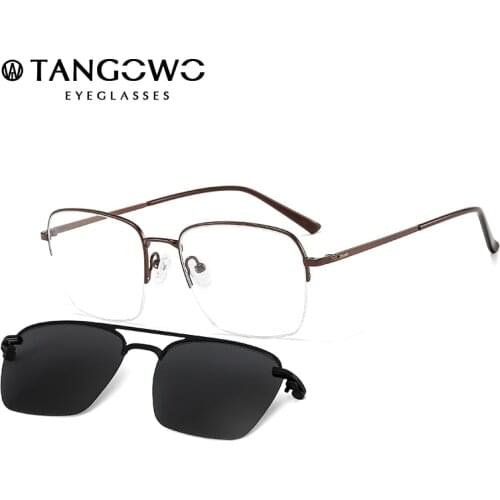 TANGOWO Magnetic Polarized Clip On Sunglasses Women Men Glasses Frame Optical Myopia Eyeglasses Prescription Eyewear DP33060