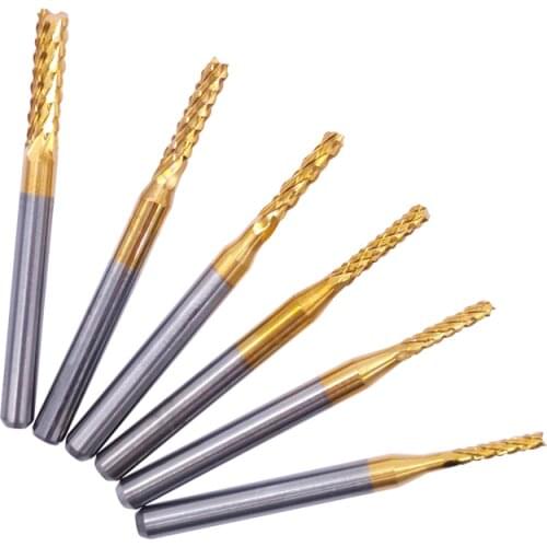 10pcs 0.6-3.175mm Carbide PCB Corn Milling Cutter Set Shank Machine Engraving Bit End Mill Milling Cutter For Metal