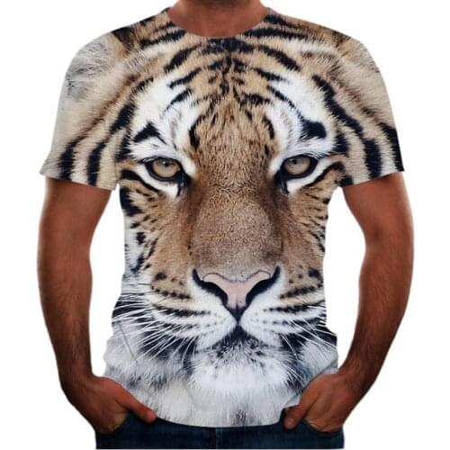 PROWOW new tiger head T-shirt new European and American animal digital print T-shirt loose mens short sleeves graphic t shirts
