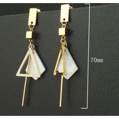 Gold Color Newest Fashion Stainless Steel Jewelry Simple Drop Earrings Personality For Woman And Girl EFGZAAHP