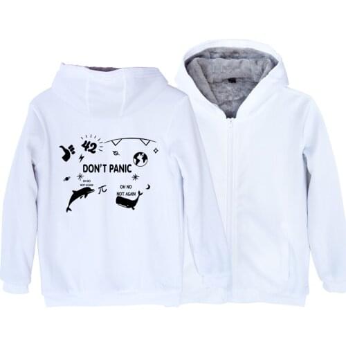 Man Boy Parkas Full Zip Coat Moon Earth Star Universe Don't Panic Flash Dolphin Marvin Plus Velvet Autumn Winter ZIIART