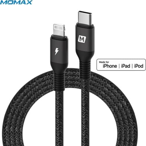 Momax MFI usb c to Lightning charging cable for iPhone 11 xs xr 8 7 6s plus 5c SE ipad fast charger PD18W short 0.3m 1m 2m nylon