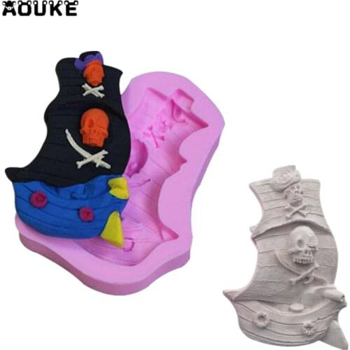 Kitchen DIY Pirate Ship The skulls on the Sails for Cake Decoration Liquid Silicone Tools Pastry mould Pudding Soap Ice Cube
