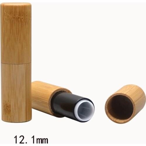 20pcs/lot 4.2G Bamboo Empty Lip Balm Container Tube DIY Wooden Lipstick Tube 12.1mm Cosmetic Lip Rouge Container Tube Black