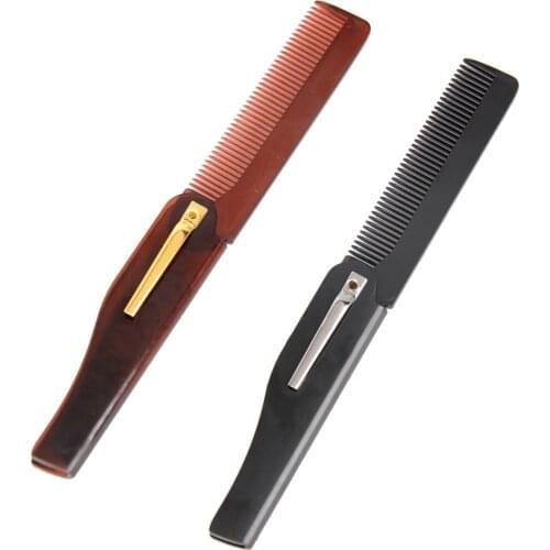 New Design Foldable Hair Comb Pocket Clip Hair Moustache Beard Comb Hair Styling Tool Hairdressing Hair Comb For Men Women Combs