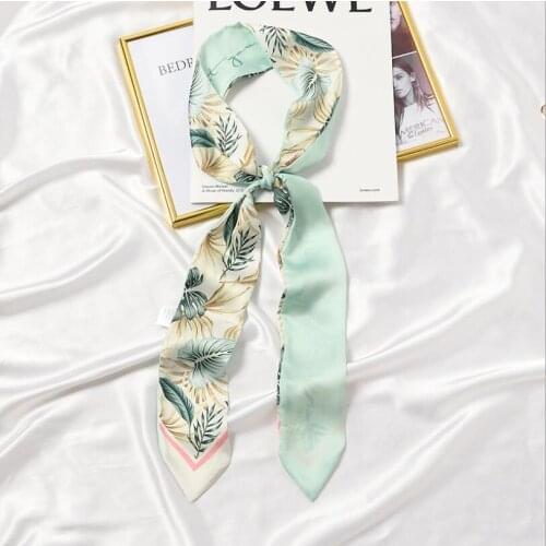 New 7*130cm Women Multifunction Polyester Silk Scarf Kawaii Long Silky Wraps Scarves Headband for Girls 2021