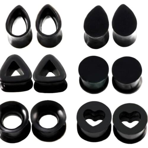 1Pair Silicone Ear Tunnel Plug Ear Gauges Piercing Double Curved Saddle Expander Stretcher Earring Piercing Body Jewelry