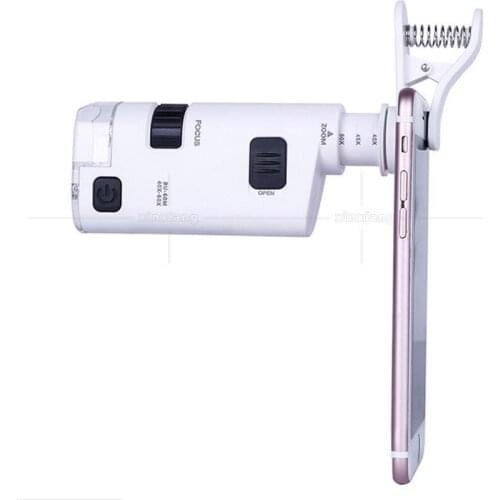 40X-60X Zoom Focus Adjustable Illuminated Clip type LED Cellphone Microscope Magnifying Glass Magnifier with Phone Handset Mount