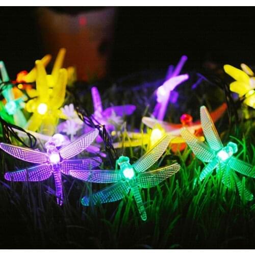5M 20LED Dragonfly Solar Led Light Outdoor Garden Courtyard Lawn Fairy Lamp Wedding Holiday Christmas Lights Decor Solar Lamp