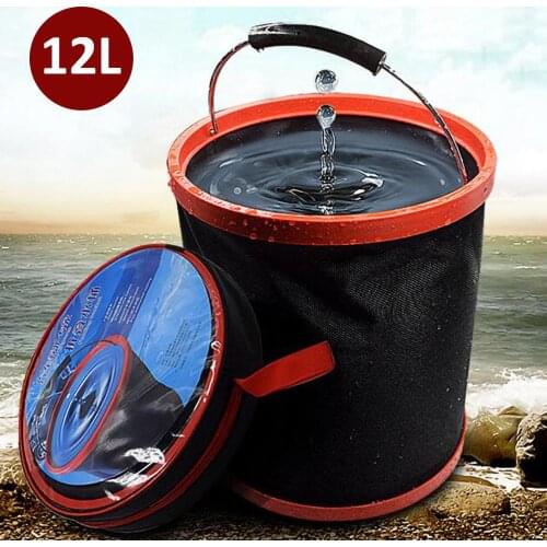 2020 Top 12L Car Wash Large Bucket Folding Bucket Home Multi-function Portable Camping Bucket Outdoor Fishing Tackle Equipment