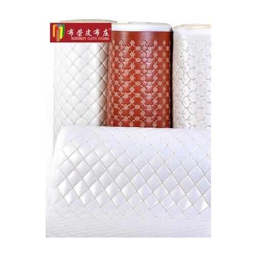Embroidered soft pack leather fabric sponge European bedroom bed backrest sliding door decoration TV background wall PU 1M