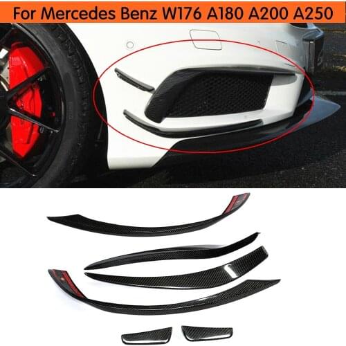 W176 Front Bumper Splitter Lip Carbon Fiber Canards Spoiler For Mercedes Benz A180 A200 A250 A45 Look Anterior Lip 2013-2015