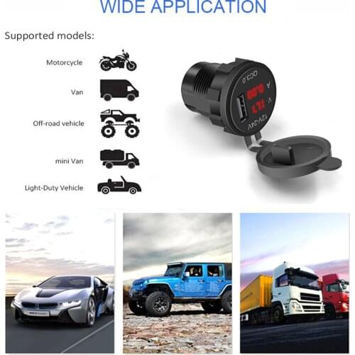 Kebidumei USB Phone Charger LED Car Voltmeter Cigarette Lighter Socket Power Adapter For 12V-24V Cars Voltage Current Display