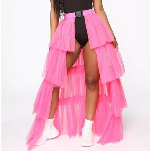 Womens Layer Cake Skirt Long Maxi Lace Tulle Skirts Ladies Party Wear Gown Lolita Petticoat Vintage Midi Skirt Jupe Saias faldas