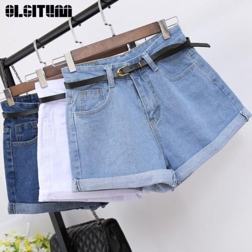 Streetwear Summer Women Denim Shorts 2020 Solid Slim Short Pants With Pockets New Arrival Blue White Feminino Casual Jeans