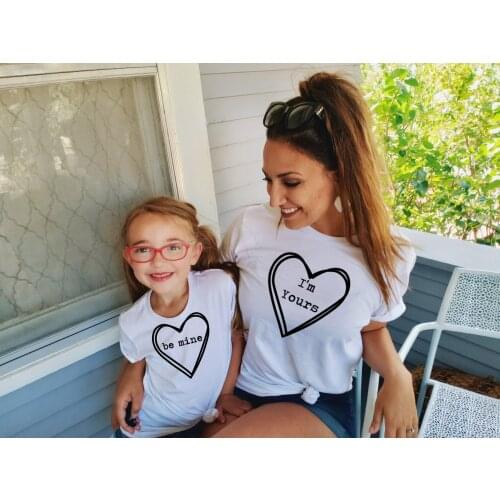 1PC Matching Valentines Day Shirt Be Mine I'm Yours Shirts Fashion Family Matching Clothes Outfits Look Mother Daughter Tshirt